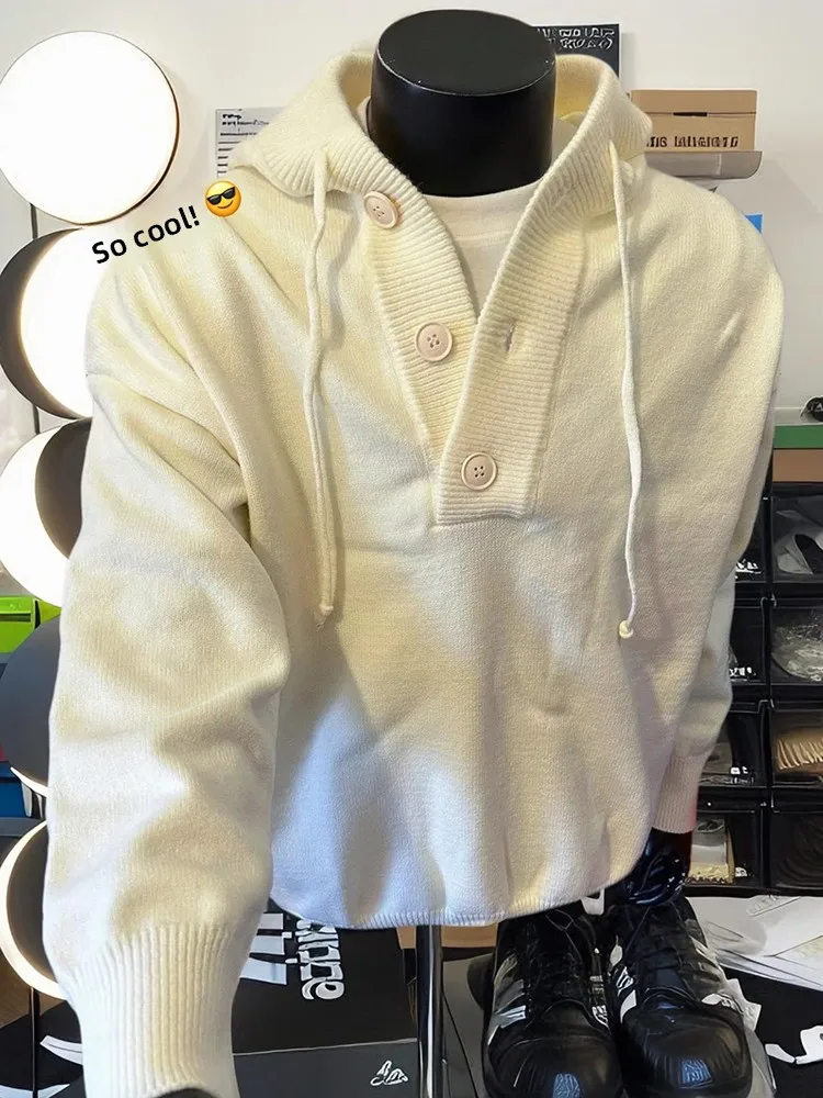 

Мужской вязаный кардиган-свитер с открытым передом, утепленный, с длинными рукавами, из полиэфирного волокна, для ношения под шапкой, весенний, повседневный, класса люкс