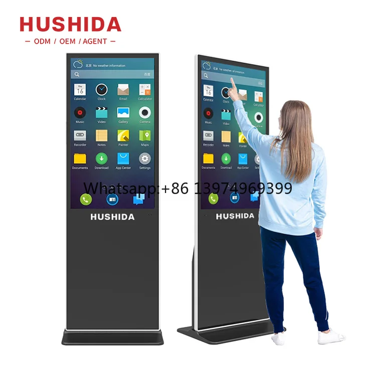 55 Inch Tempered Glass Media Totem Commercial Indoor Digital Signage Lcd Display Advertising Screen Digital Signage