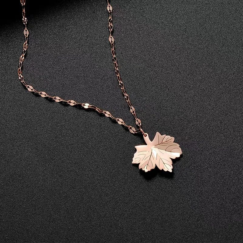 

plant necklace Maple Leaf Pendant Necklace Stainless Steel Necklaces for Women Cross Chains Choker Plant Pattern Jewelry Party G