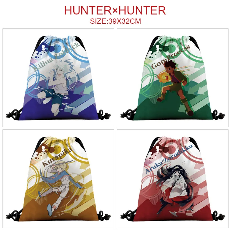 Hunter × Hunter Peripheral Full-color Bundle Pocket Cartoon Anime Drawstring Backpack Drawstring Storage Bag Y2k Fashion Toys