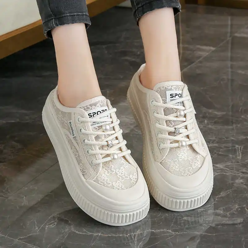 Round Nose Thick Bottom High Platform Shoes For Women Womens Summer Shoes Heels Luxury Sneakers Sports Shouse Workout