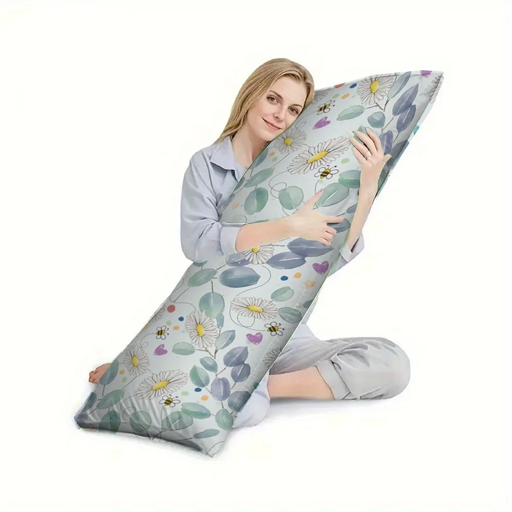 2D Flat Print, 1pc Pack, Double-Sided Print, 1 Extended Soft Body Pillow - Full Body Support, Suitable for Back, Side, and Stoma