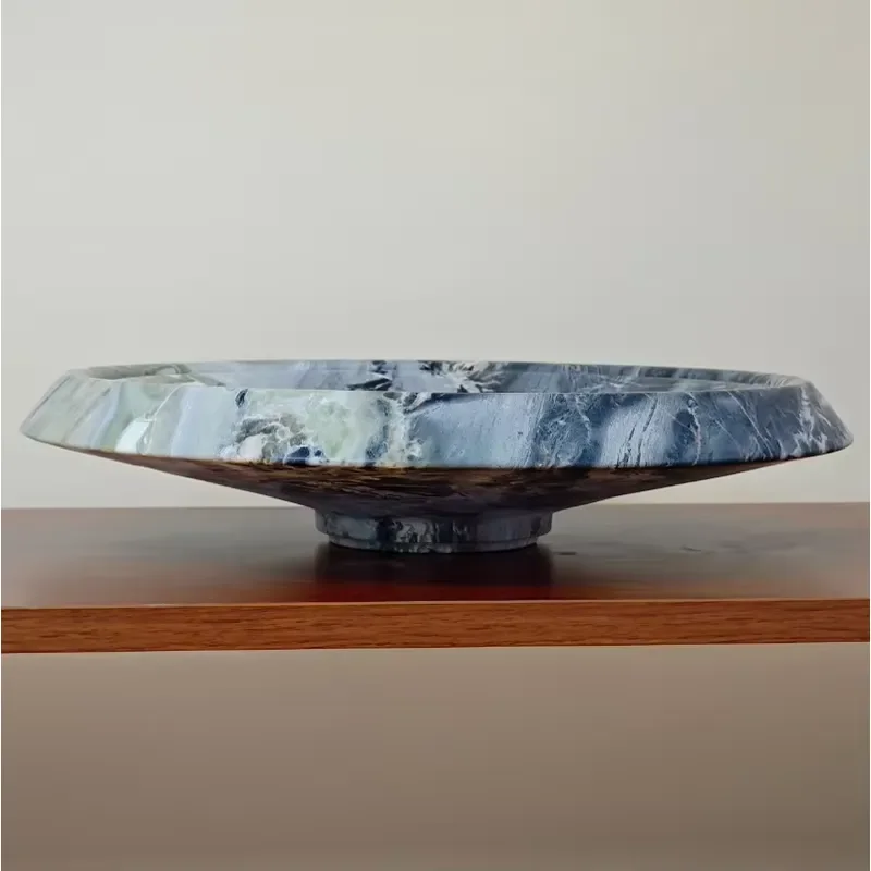 Luxury Blue Green Marble Decorative Tray for Home Hotel Tabletop Ornament Elegant Stone Serving Platter Modern Interior