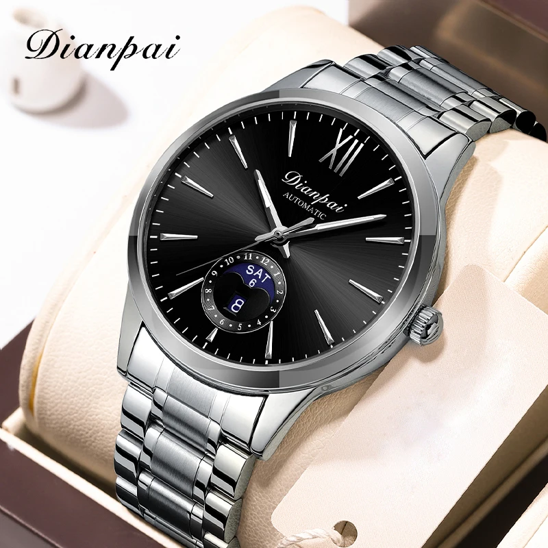 

Dianpai Sunday Night Glow автоматические механические часы с ремешком из нержавеющей стали модные деловые мужские наручные часы