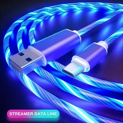 2m Type C Glowing Cable Mobile Phone Charging Cables LED light Charger For Samsung Xiaomi iPhone Charge Wire Co