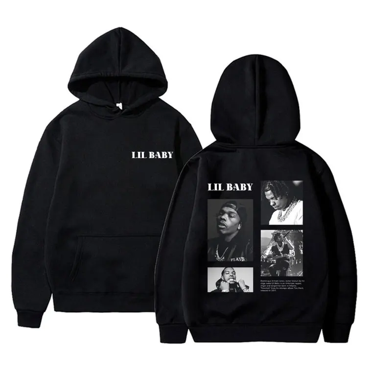 

Rapper Lil Baby Double Sided Printed Hoodie Men Women Clothing Fashion Hip Hop Hooded Tracksuit Male Oversized Fleece Hoodies