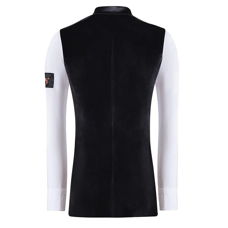 Fashion Waltz Ballroom Dance Velvet Vest Men'S Black Modern Dancing Tops Adults Rumba Latin Dance Top Practice Wear SL14795