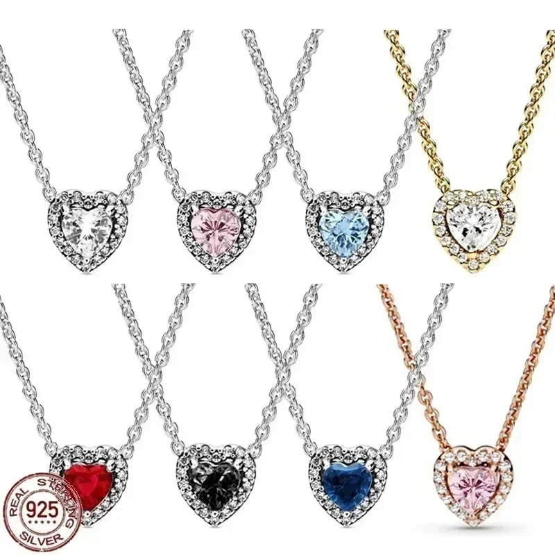 New 925 sterling silver exquisite fashionable heart-shaped pendant crystal necklace for women's temperament party gift