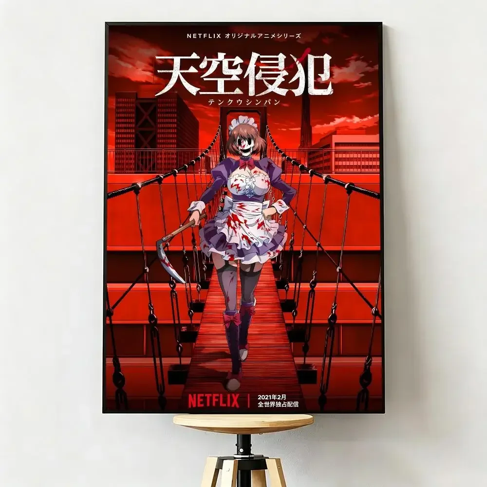 Manga Horror H-High Rise Invasion Poster Wall Sticker Poster for Living Room Bedroom Decor Gift Lightweight Self‑Adhesive