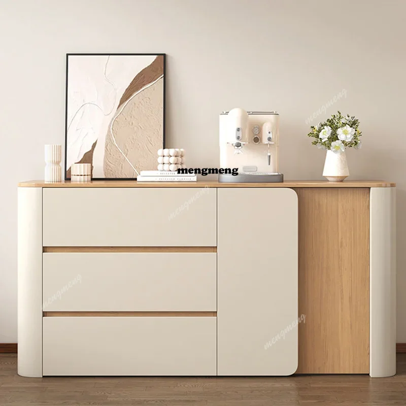 Y136 Nordic Solid Wood Sideboard Mid Century Style Cream Living Room Entryway Chest Of Drawers Minimalist Living Room Furniture