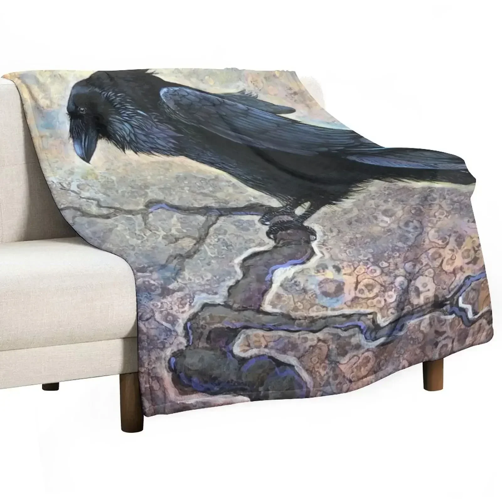 Keeper of Dreams - a Raven Painting Throw Blanket Hairys Polar Bed linens cosplay anime Multi-Purpose Hairy Blankets