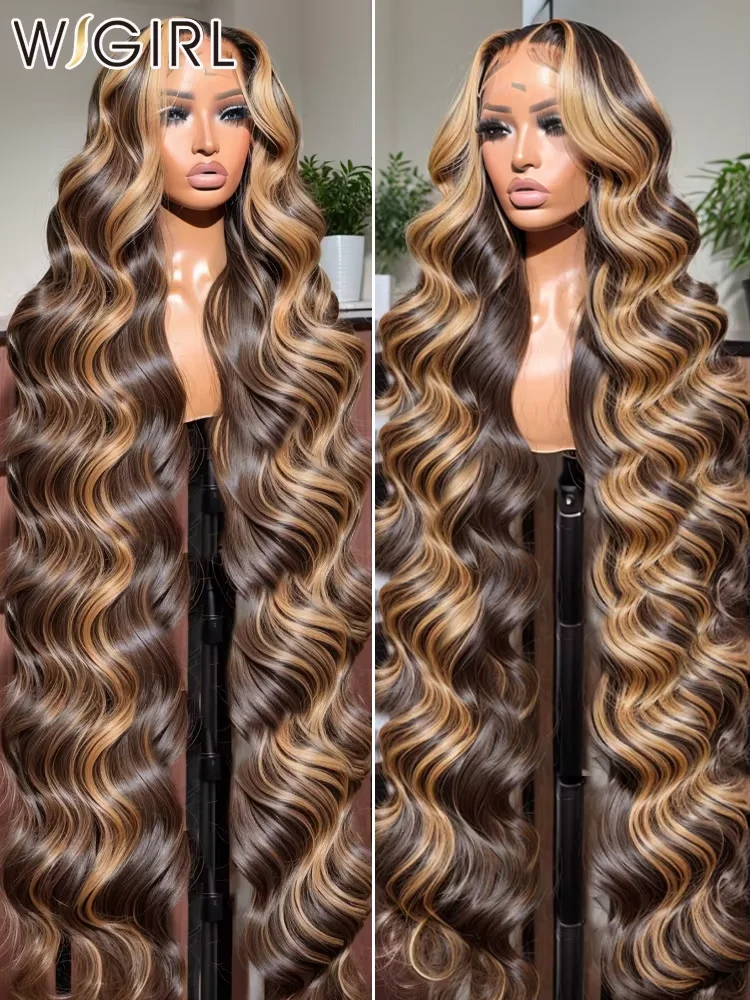 

HD 220% 13x6 Ombre Highlight Blonde Body Water Wave 30 40 дюймов Парики из натуральных волос на кружеве 13x4 Цветной парик на фронтальной части шнурка