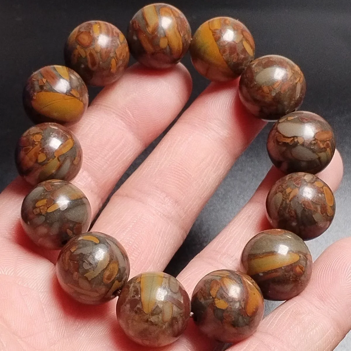 Natural Nvwa stone men's jade bracelet bamboo leaf sapphire bracelet safety buckle pendant fitness ball piece large jade beads