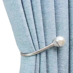 1Pair Pearl Beads Ushape Curtain Hooks Pothook Wall Tiebacks Hangers Coat Hat Hook Curtain Accessories Holdback
