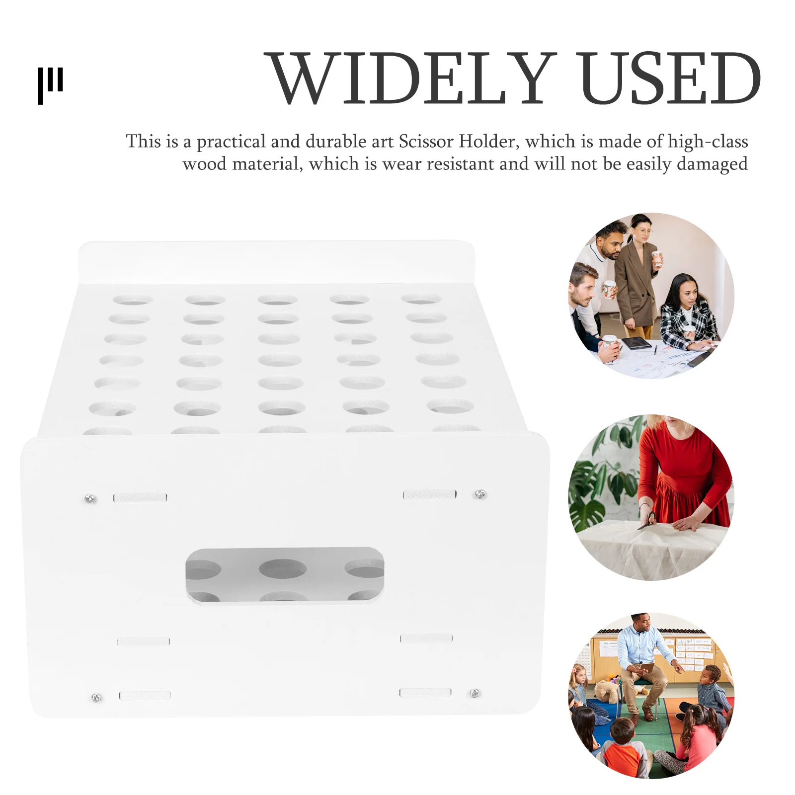 40 ثقوب مقص خشبي رف المدرسة الحرفية تخزين السلس منظم سطح المكتب أنبوب اختبار حامل قلم رصاص تخزين الرف مكتب المنزل #5