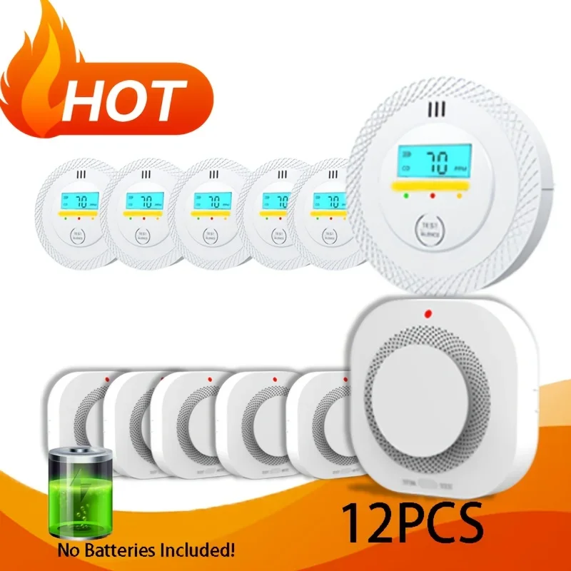 Multi-Piece Carbon Monoxide & Smoke Detector Combo Dual Safety Alarm Easy Installation Household Emergency Kit