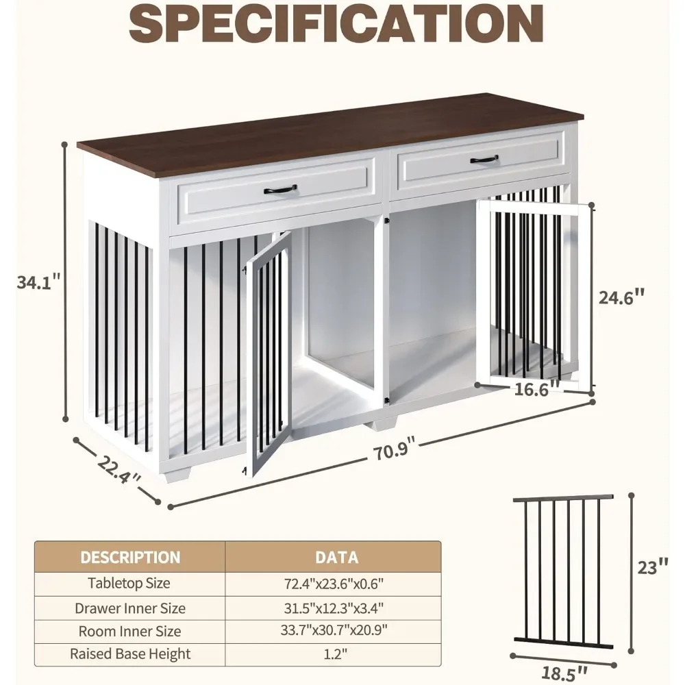 Large Dog Crate Furniture, 72.4