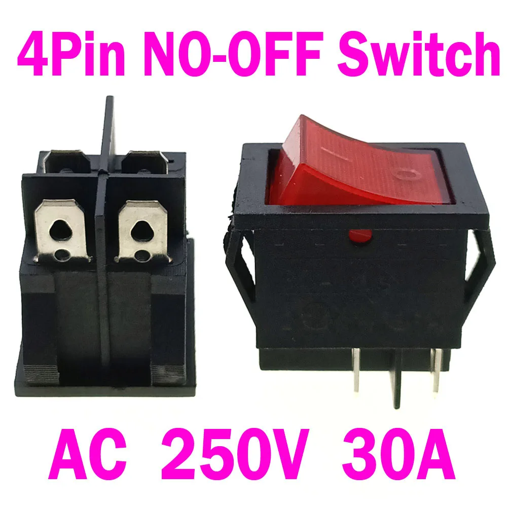 

2 Position Red Light Rocker Switch AC 30A 250V 4Pin ON/OFF Toggle Switches Eelding Machine Sterling Silver Point Rocker Switches