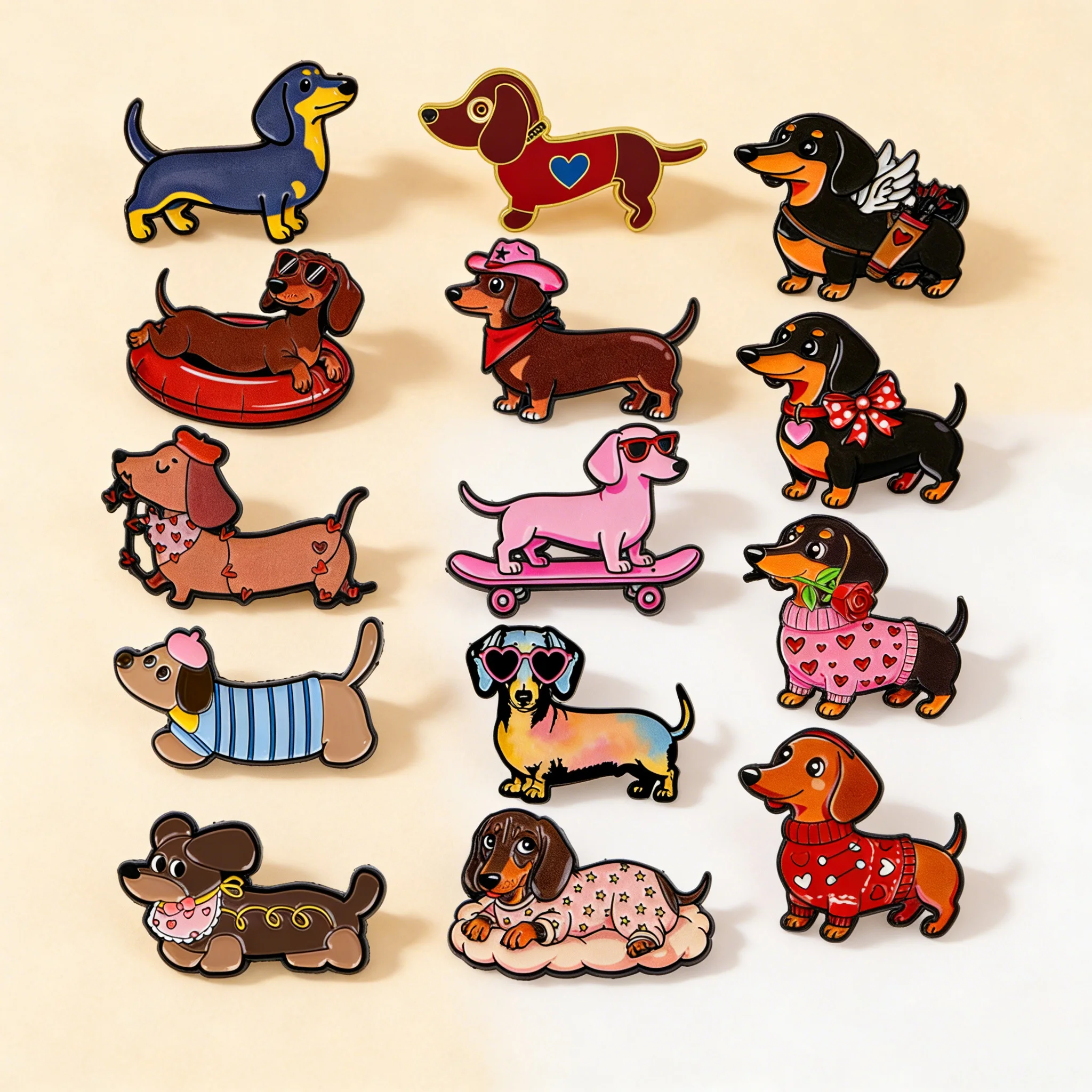 

Милая мультяшная брошь в виде таксы для одежды, мягкая эмалированная булавка, мужские булавки для лацканов для рюкзака, значки, аксессуары, игрушки, подарки