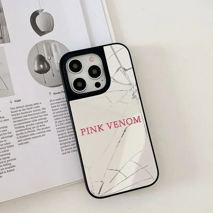 Glass Crack Letters Mirror Surface Phone Case Cover for IPhone 14 13 12 11 15 16 Pro Max Case for IPhone 15 16 Pro Max