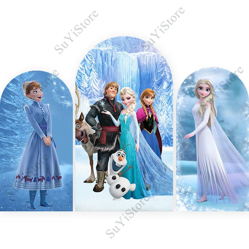 Frozen Elsa Arch Photography Backdrop Disney Princess Birthday Party Decor Wall Polyester Photo Background Booth Props