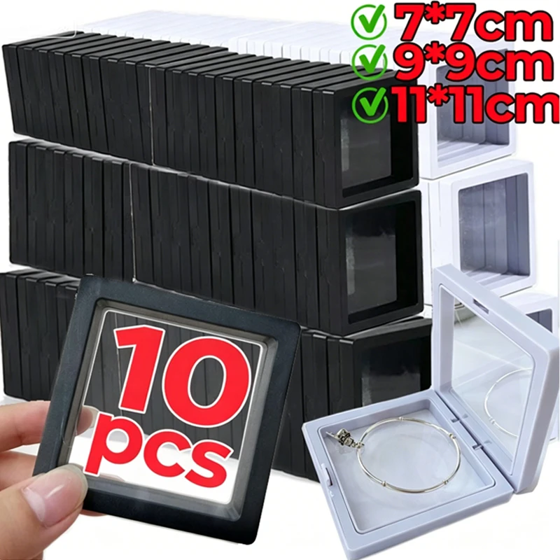 

1/10Pcs Square Frame Jewelry Storage Box 3D Transparent PE Ring Necklace Bracelet Organized Storage Jewelry Display Holder Box