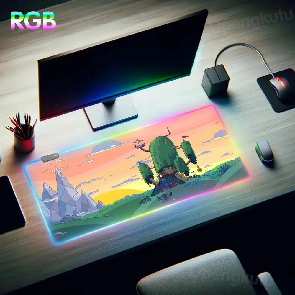 A_adventure T_time Mouse Pad Desktop Pc Accessories RGB Mouse Pad LED Large Gamer Boyfriend Gift New Arrivals Luminous Desk Mat