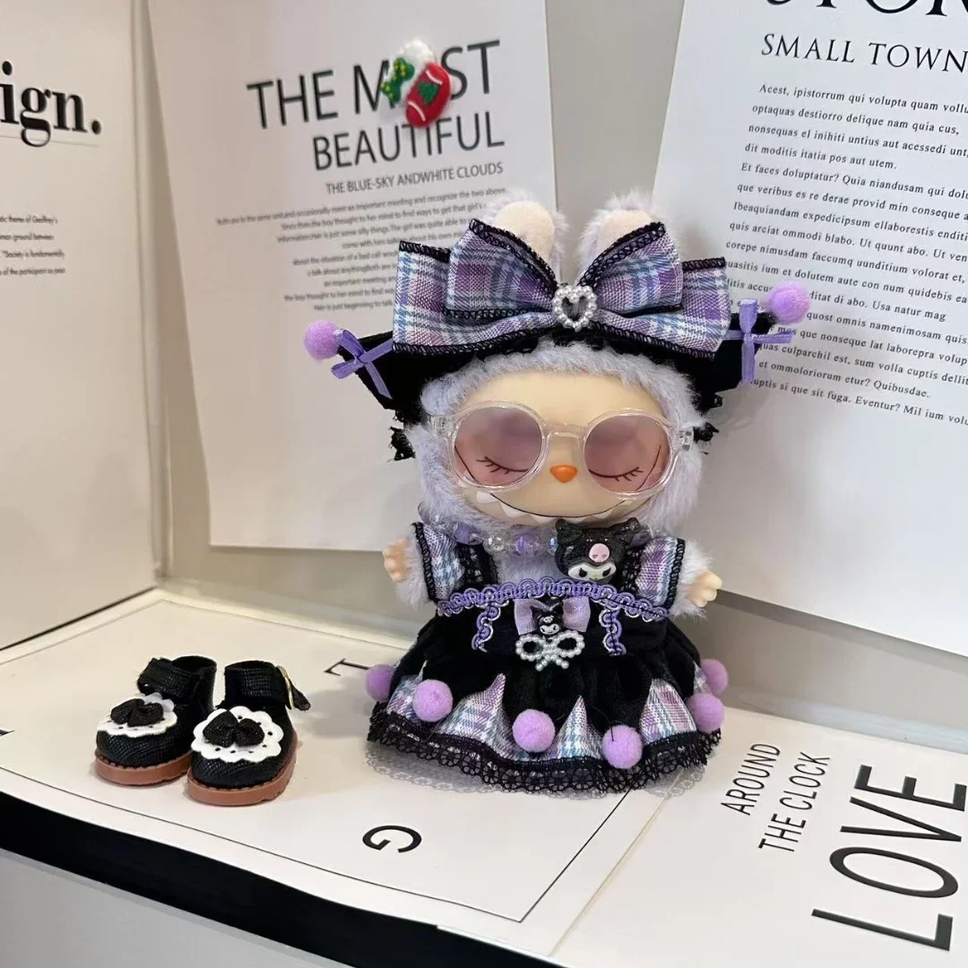 17cm Labubu Doll's Clothes The Monster Outfit Accessories Clothing DIY Kids Gift Dress Purple Cool Girls Hair Band FM23B