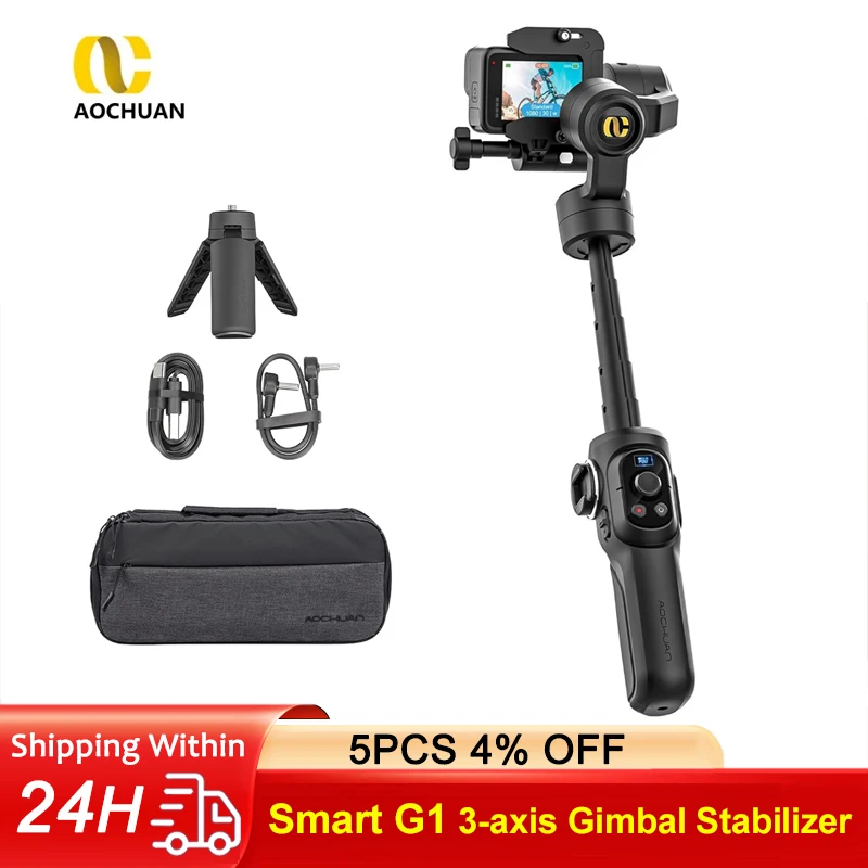 AOCHUAN Smart G1 Gimbal Stabilizer 3-Axis Foldable Selfie Stick OLED Display Handheld Stabilizer Extension Rod for Smartphone