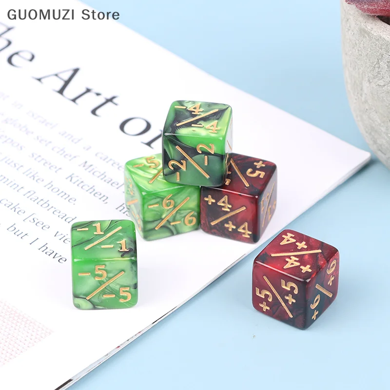 Green Red 16mm 6 Side Counting Dice +1/-1 Dice Kids Toy For Game Counting Counters