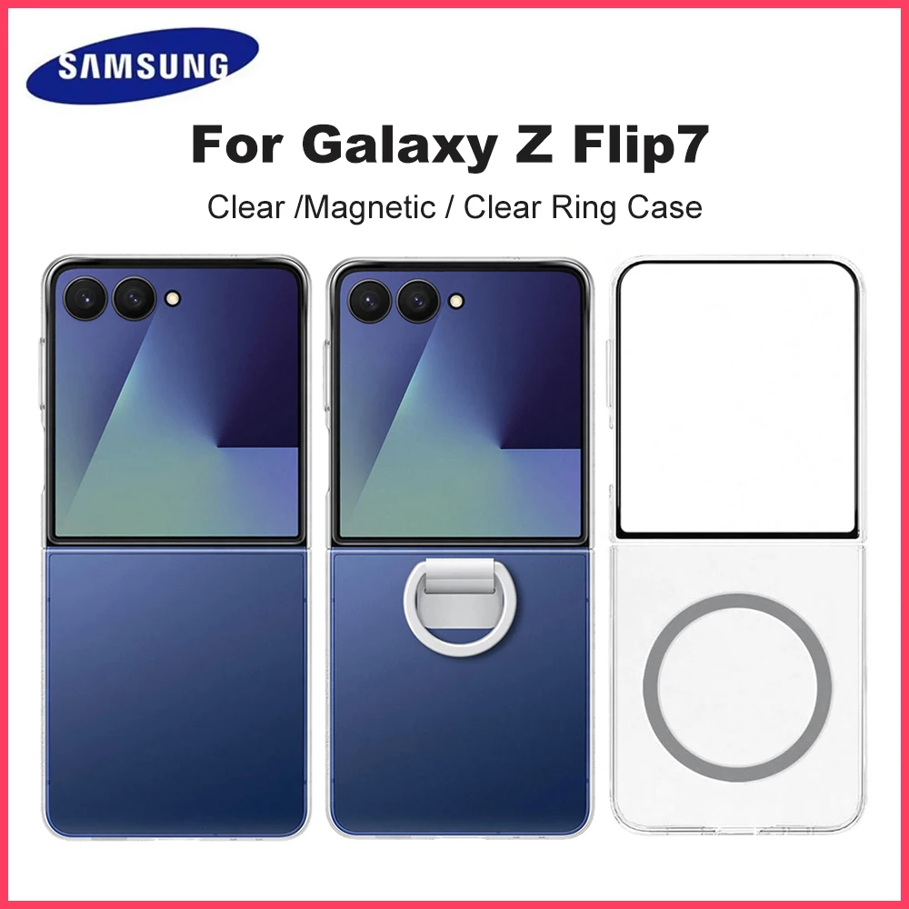 

Original Samsung GalaxyZ Flip7 Clear Case Magnetic Case Clear Ring Slim Design Transparent Magnetic Protective Case EF-QF766