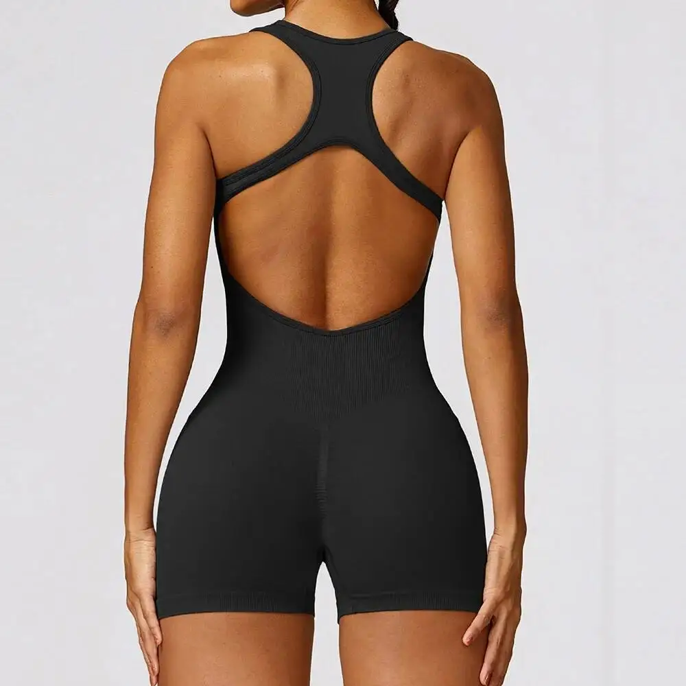 

BabYoung Sexy Back One Piece Jumpsuit Running Sports Bodysuit For Workout Women Overalls Sportswear Fiess Yoga Suit