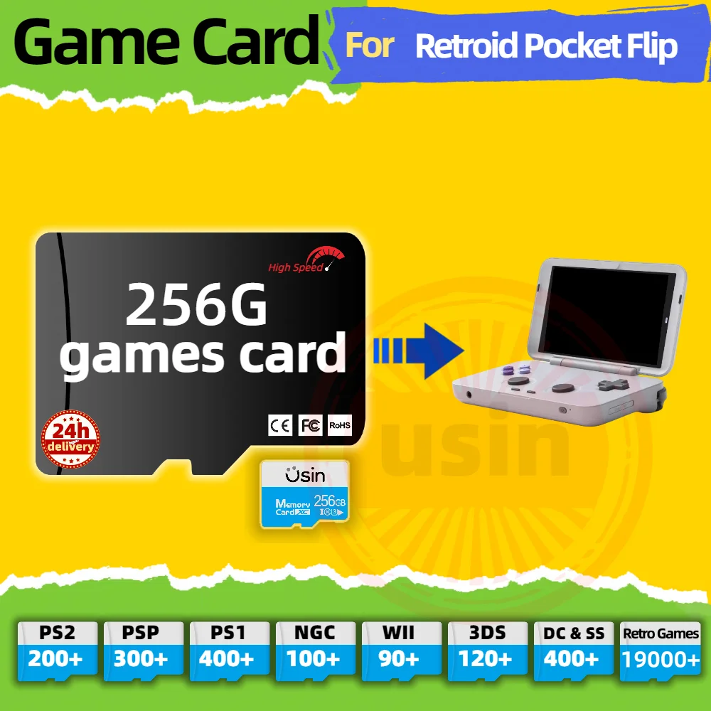 Game Card For Retroid Pocket Flip RPFLIP 5 TF Retro Games PS2 PSP PS1 Android portable Handheld Gaming SD Card High Speed 256G