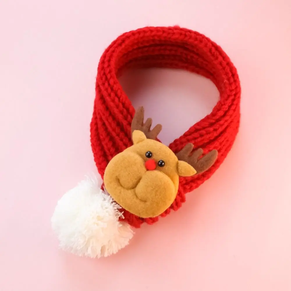 Elk Puppy Kitten Christmas Scarf Santa Claus Cartoon Pet Color Blocked Scarf Snowman Cute Cat Scarf Christmas