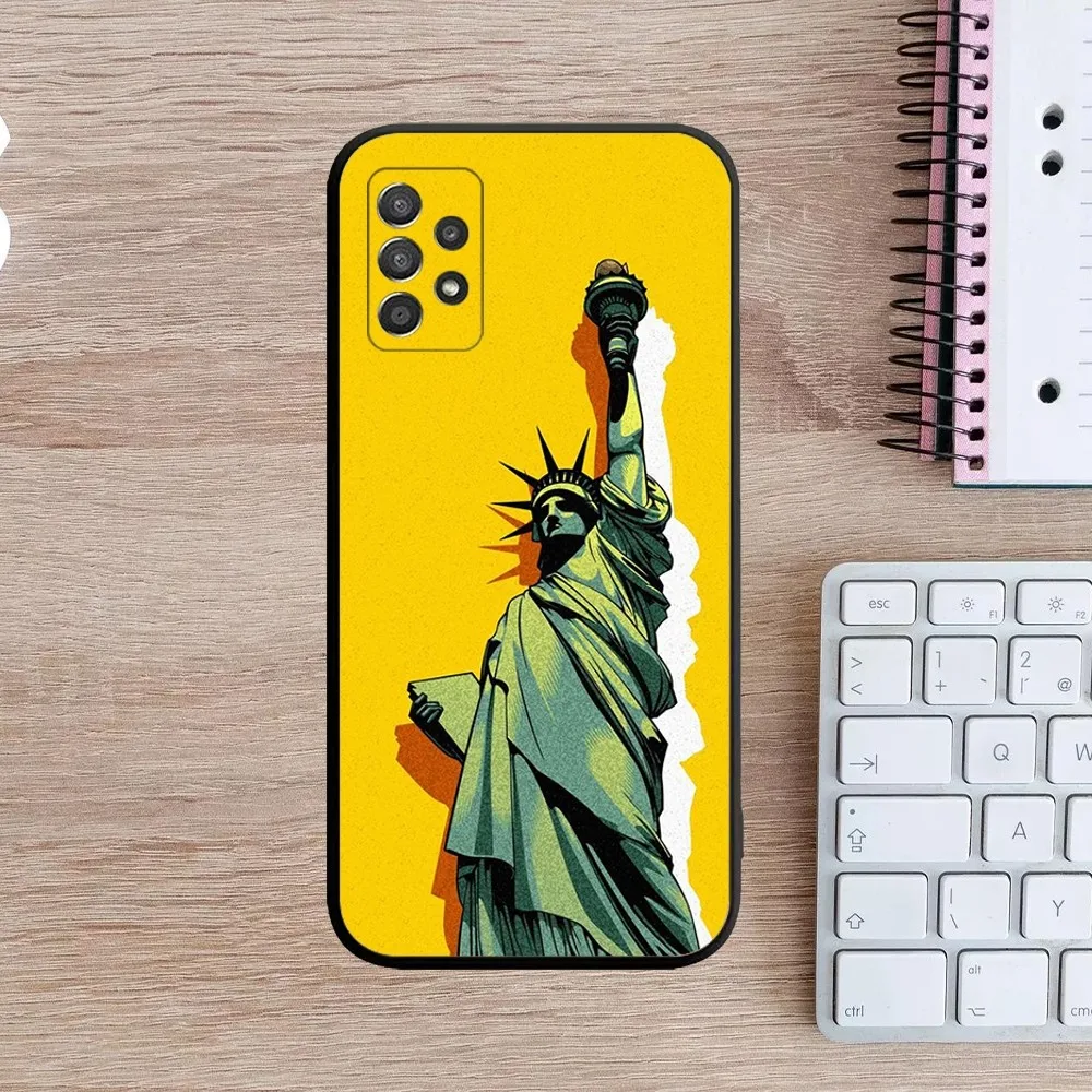 Statue of Liberty Phone Case For Samsung Galaxy A13,A21s,A22,A31,A32,A52,A53,A71,A80,A91 Soft Black Cover