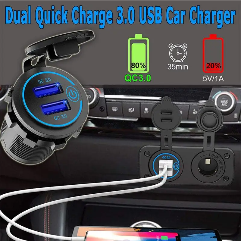 Motorcycle Charger Port Multi Port Quick Charging USB Outlet Charger Socket Fast Charge Adapter Versatile Boat Marine Charger