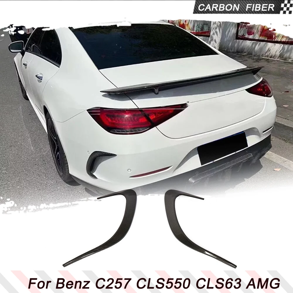 Fit For Mercedes-Benz C257 CLS550 CLS400 CLS63 AMG 2018-2020 REAL CARBON Fiber Car Rear Bumper Canards Splitter Fins