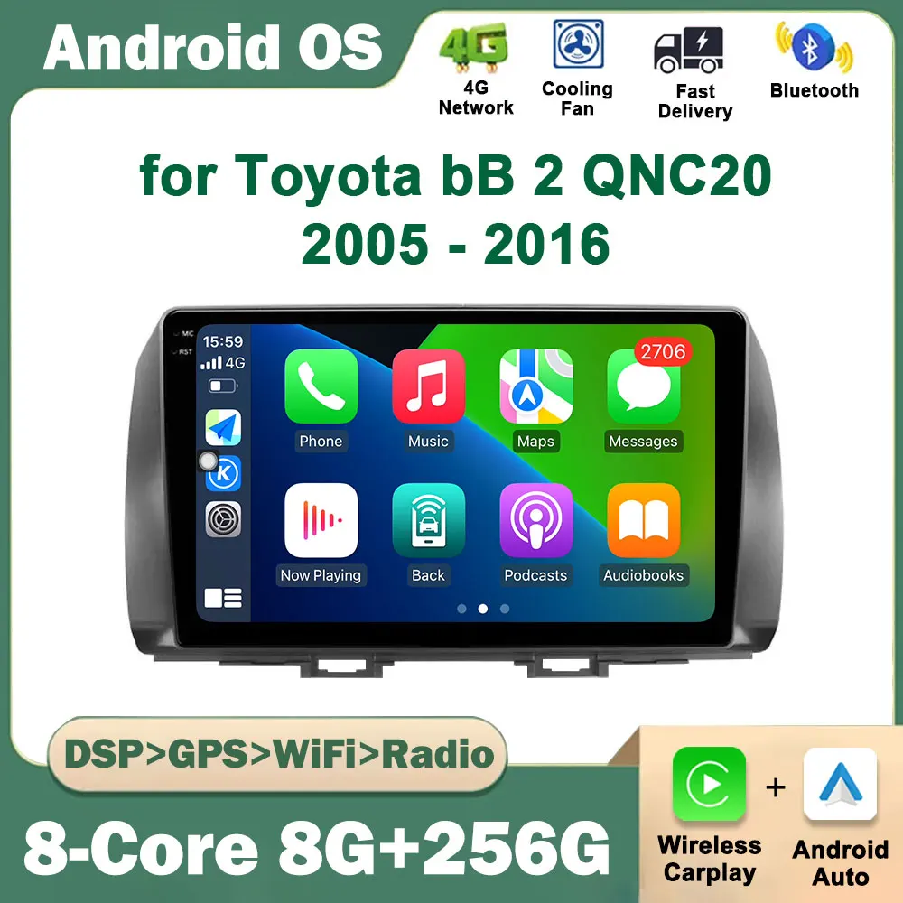 

GPS Navi Wireless Carplay Android Intelligent System for Toyota bB 2 QNC20 2005 - 2016 Car Radio Multimedia Player 4G HD Screen