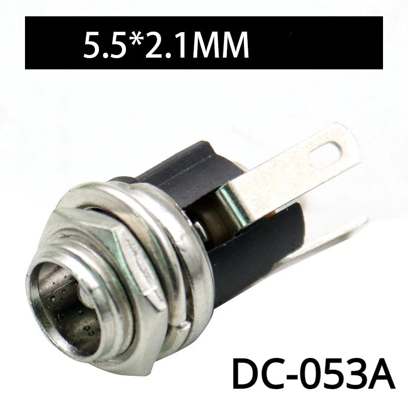 

10PCS/Lot DC-053A DC Plug 5.5-2.1 DC Socket Female 5.5mm*2.1mm With Nut High Quality