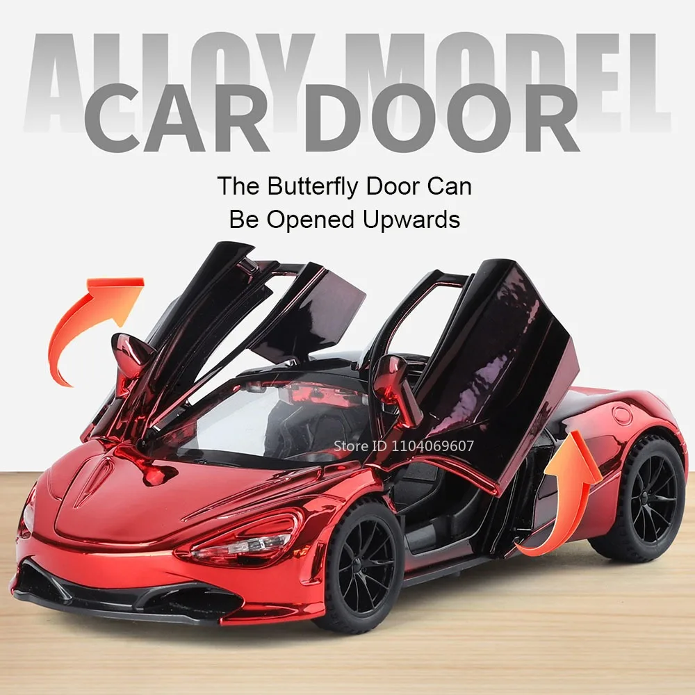 1:32 720S 765LT Modell Spielzeug Supercars Legierung Diecast Sammlung Sportwagen Türen Geöffnet Zurückziehen Sound Licht für Kinder Geschenke