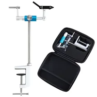 Tornillo de banco giratorio para atado de moscas, montaje de abrazadera en C de aluminio y acero inoxidable, mandíbulas duras de 40Cr, Material de herramienta para atar moscas de pesca, 360 grados