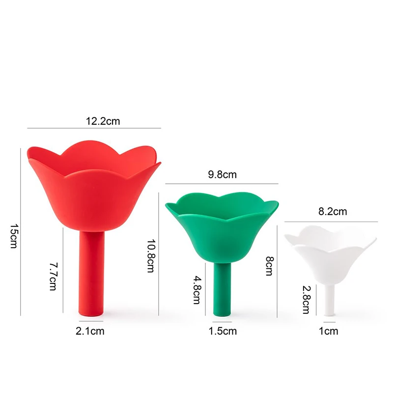 LMETJMA Silicone Flower Funnel Set Kitchen Funnel Set 3Pcs Collapsible Funnels For Filling Water Bottle Liquid Transfer