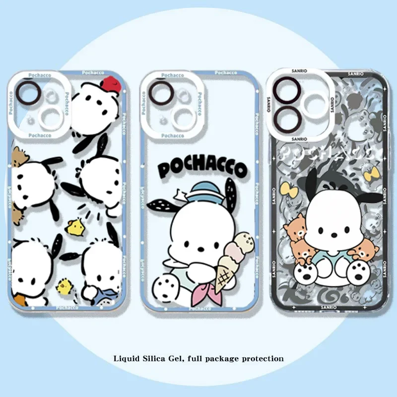 Sanrio Pachacco Case For iPhone 16 15 14 Plus 16E 13 12 11 Pro Max Mini cover Cinnamoroll Cartoon Melody Cute