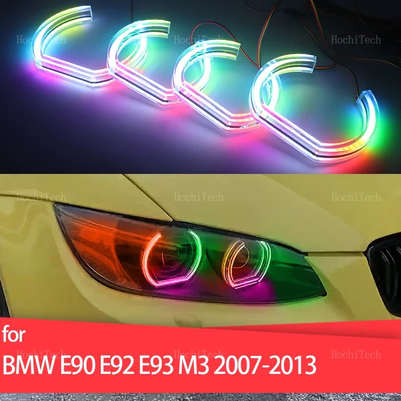 For BMW 3 Series E90 E92 E93 M3 2007-2013 Coupe Cabriolet Flowing Multi-colored DRL App control LED Rings turn signal Light