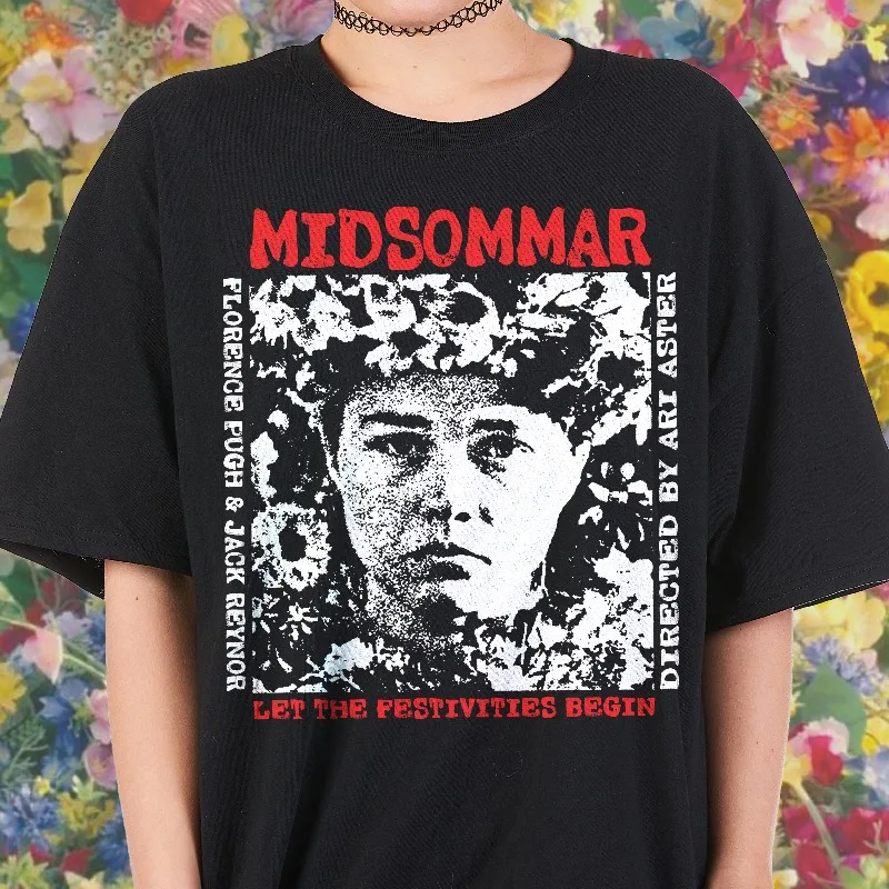 Midsommar Shirt Horror Shirt Florence Pugh Streetwear Top Summer Men's and Women's Loose and Breathable T-shirt Top