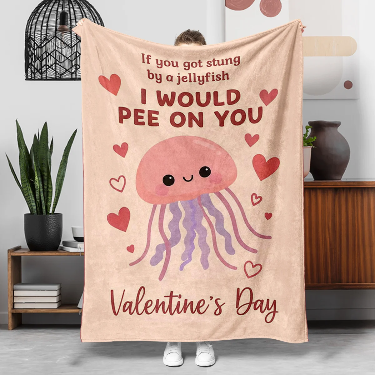 1pc Jellyfish Pattern Flannel Blanket, Lightweight and Soft Throw Blanket, Gift Blanket for Family and Friends. Mother's Day, Fa