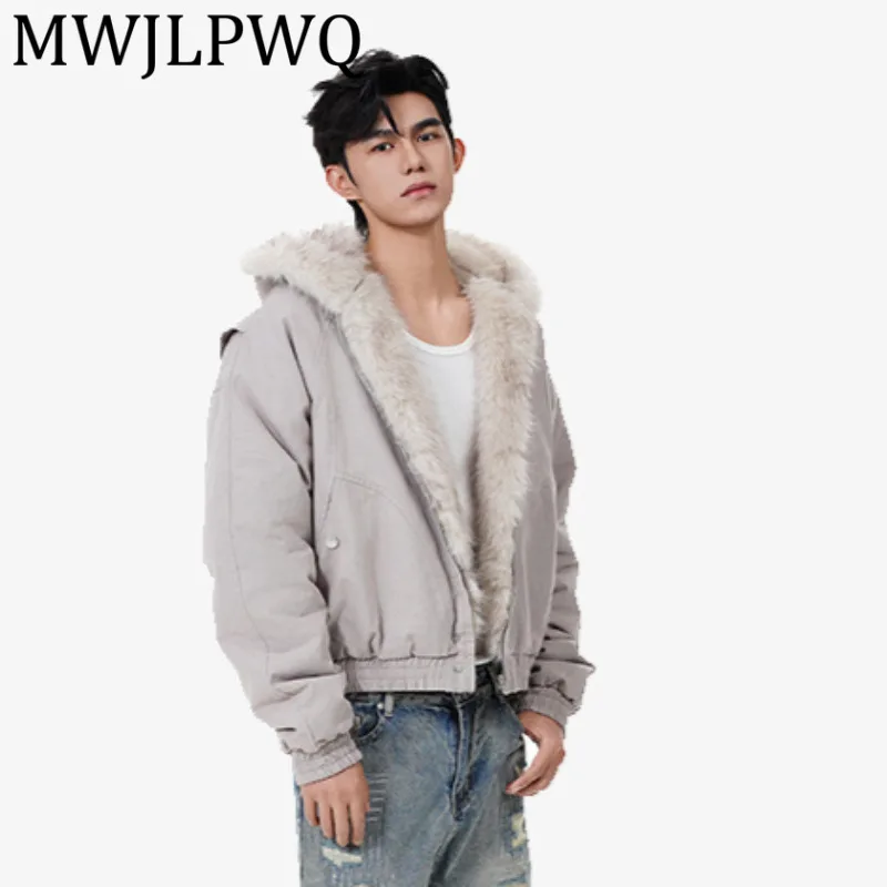 

MWJLPWQ 2025 г., зимняя полностью натуральная стеганая мужская уличная куртка со сращенным дизайном, повседневная осенняя хлопковая куртка с капюшоном 21428