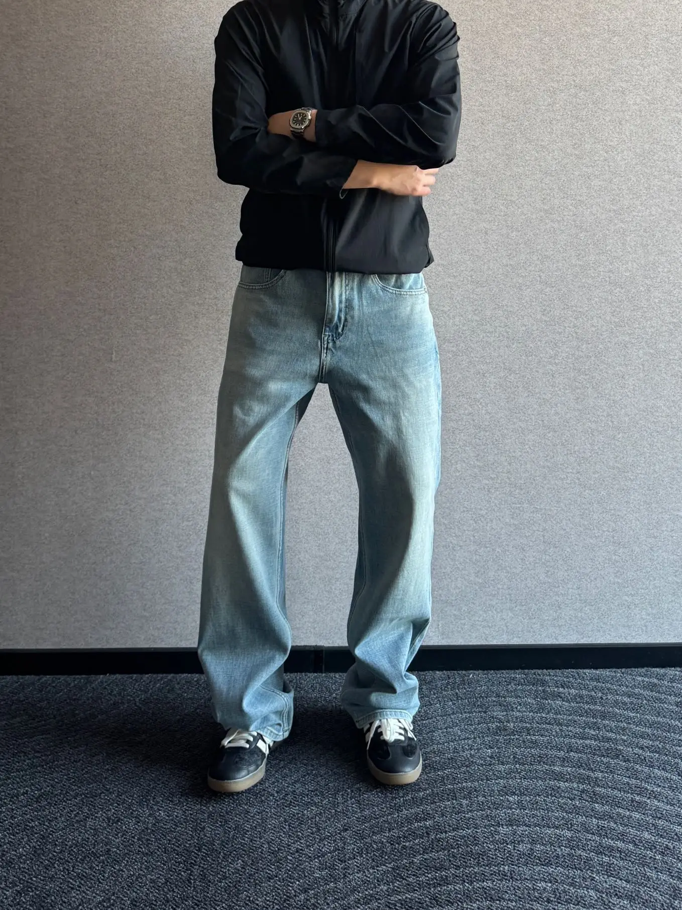 

Retro American Washed Men's Jeans Spring 2026 Versatile Straight Leg Loose Fit Long Pants Four Way Stretch Casual Commute