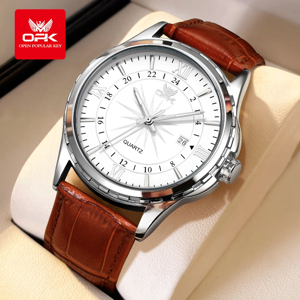Men's Elegant Leather Strap Waterproof Watch