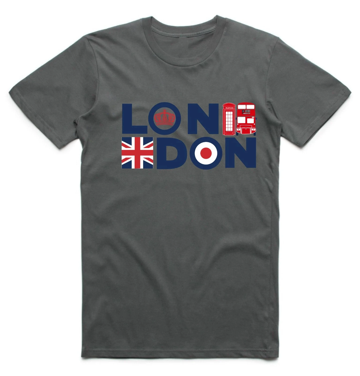 2026 Summer Casual Fashion London Holidays Tour England Souvenir Flag T-Shirt Bus Big Ben Phone Booth Crown King Top